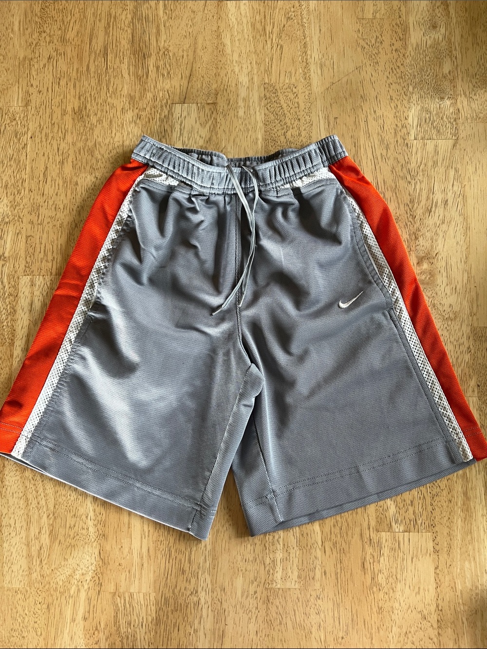 Nike Boys  Gray Tag Grey Athletic Shorts with Orange Side Panels